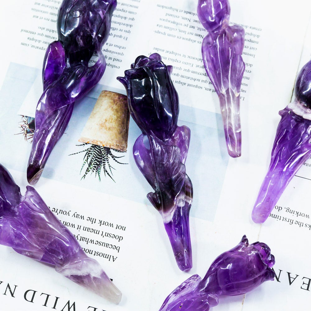 Reikistal Dream Amethyst Crystal Rose Wand