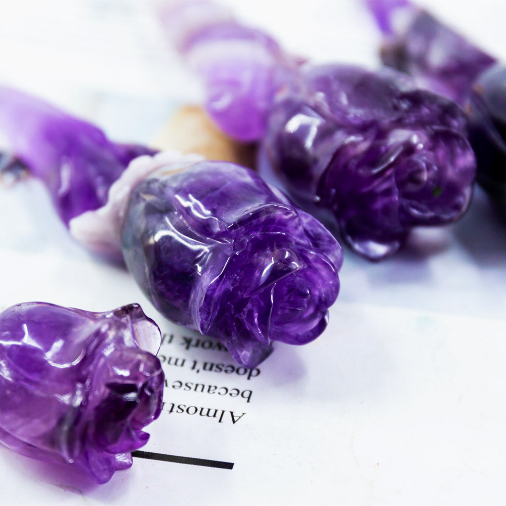 Reikistal Dream Amethyst Crystal Rose Wand