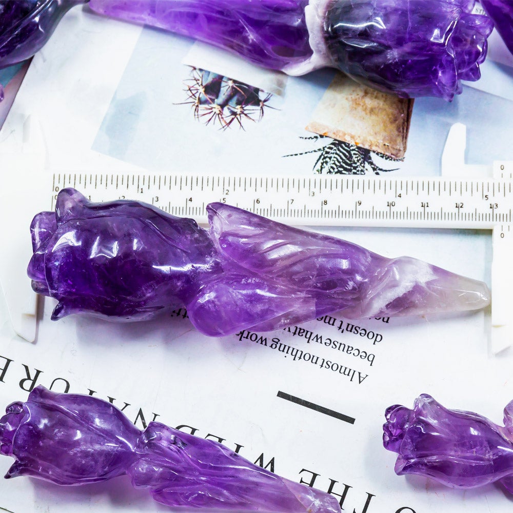 Reikistal Dream Amethyst Crystal Rose Wand