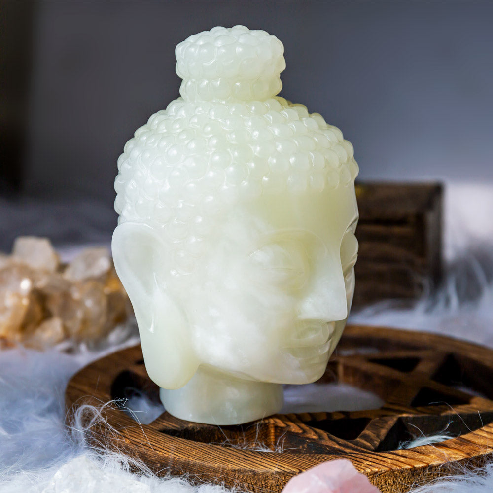 Reikistal Pistachio Calcite Buddha Head