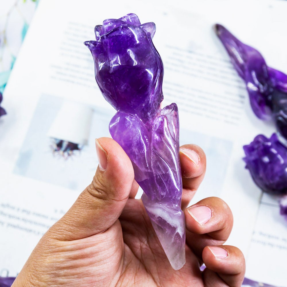 Reikistal Dream Amethyst Crystal Rose Wand