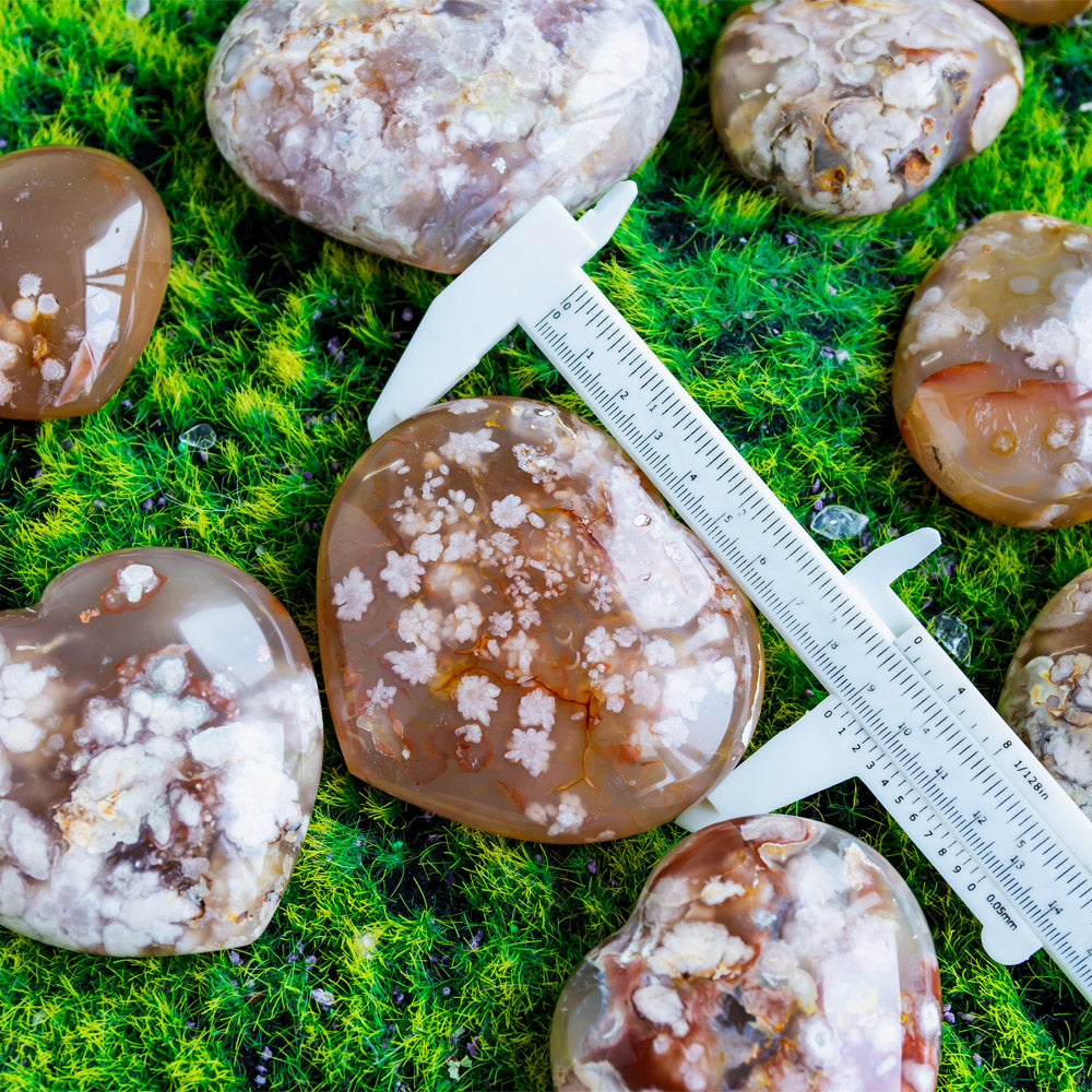 Reikistal Flower Agate Heart