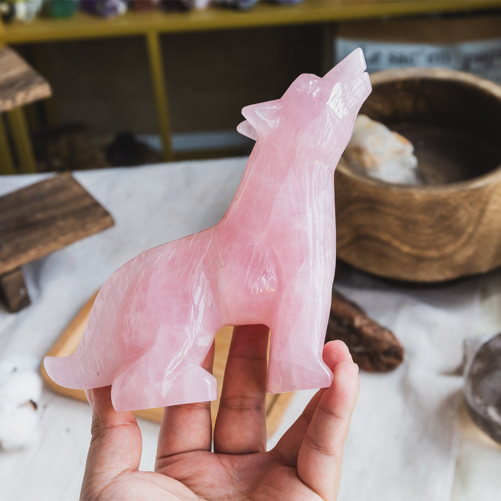 Reikistal Rose Quartz Wolf