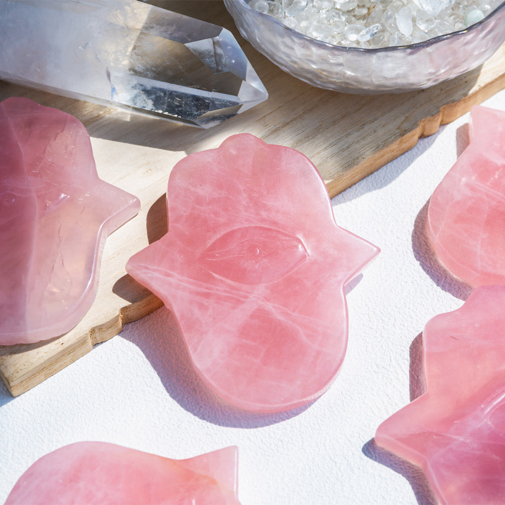 Reikistal Rose Quartz Hamas Hand