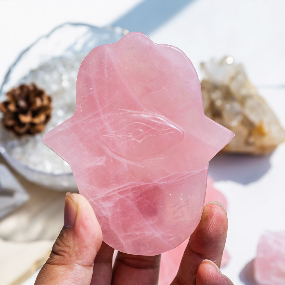 Reikistal Rose Quartz Hamas Hand