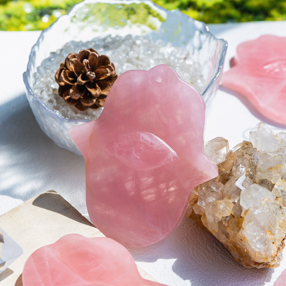 Reikistal Rose Quartz Hamas Hand