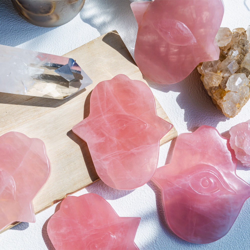 Reikistal Rose Quartz Hamas Hand