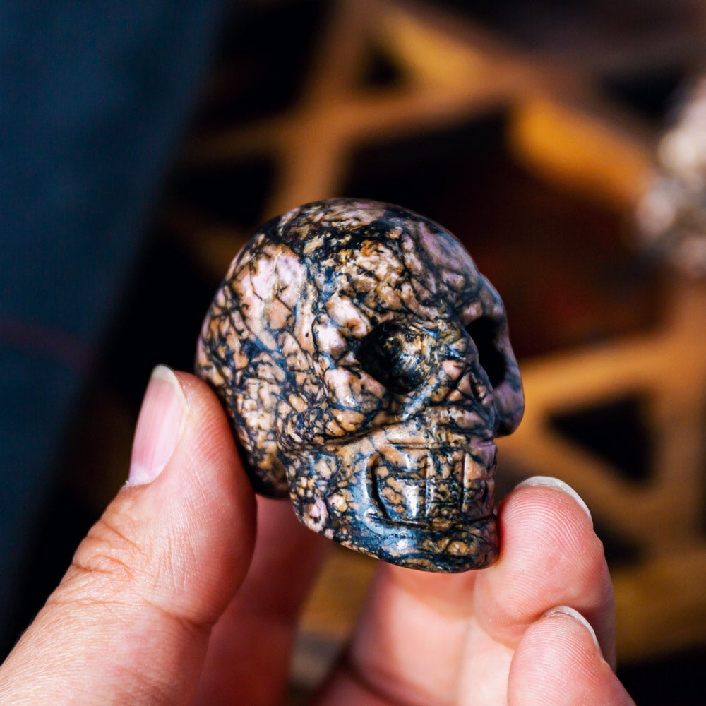 Reikistal 2" Rhodonite Skull