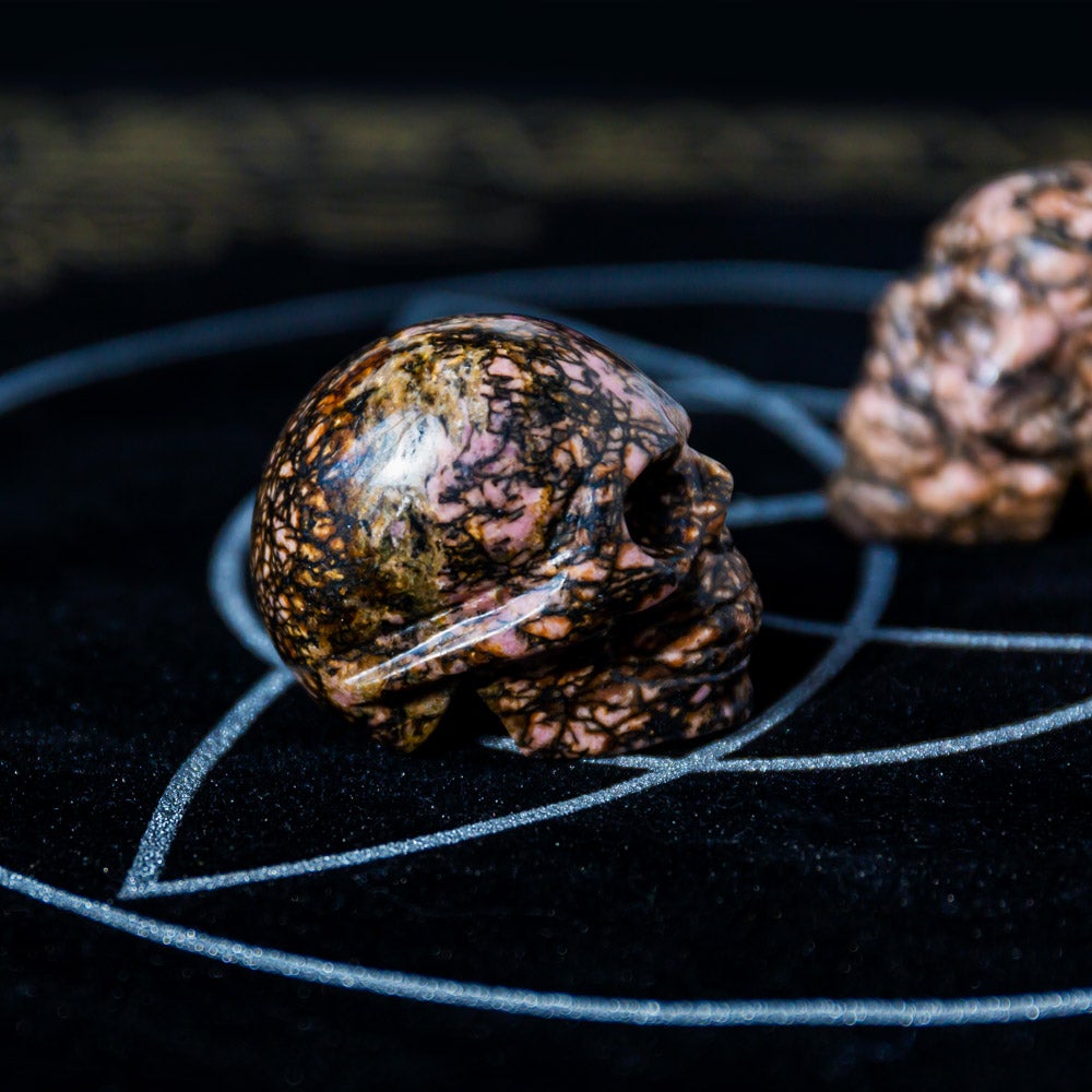 Reikistal 2" Rhodonite Skull
