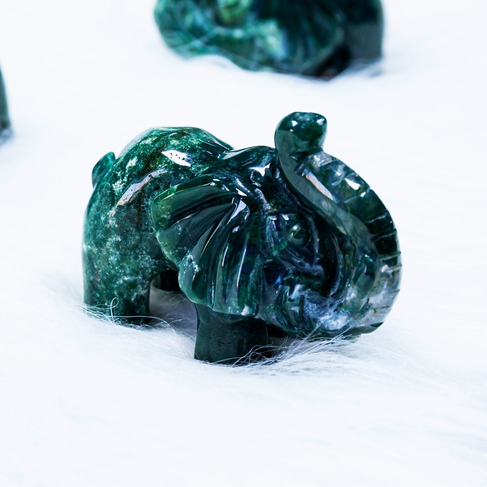 Reikistal Moss Agate Elephant