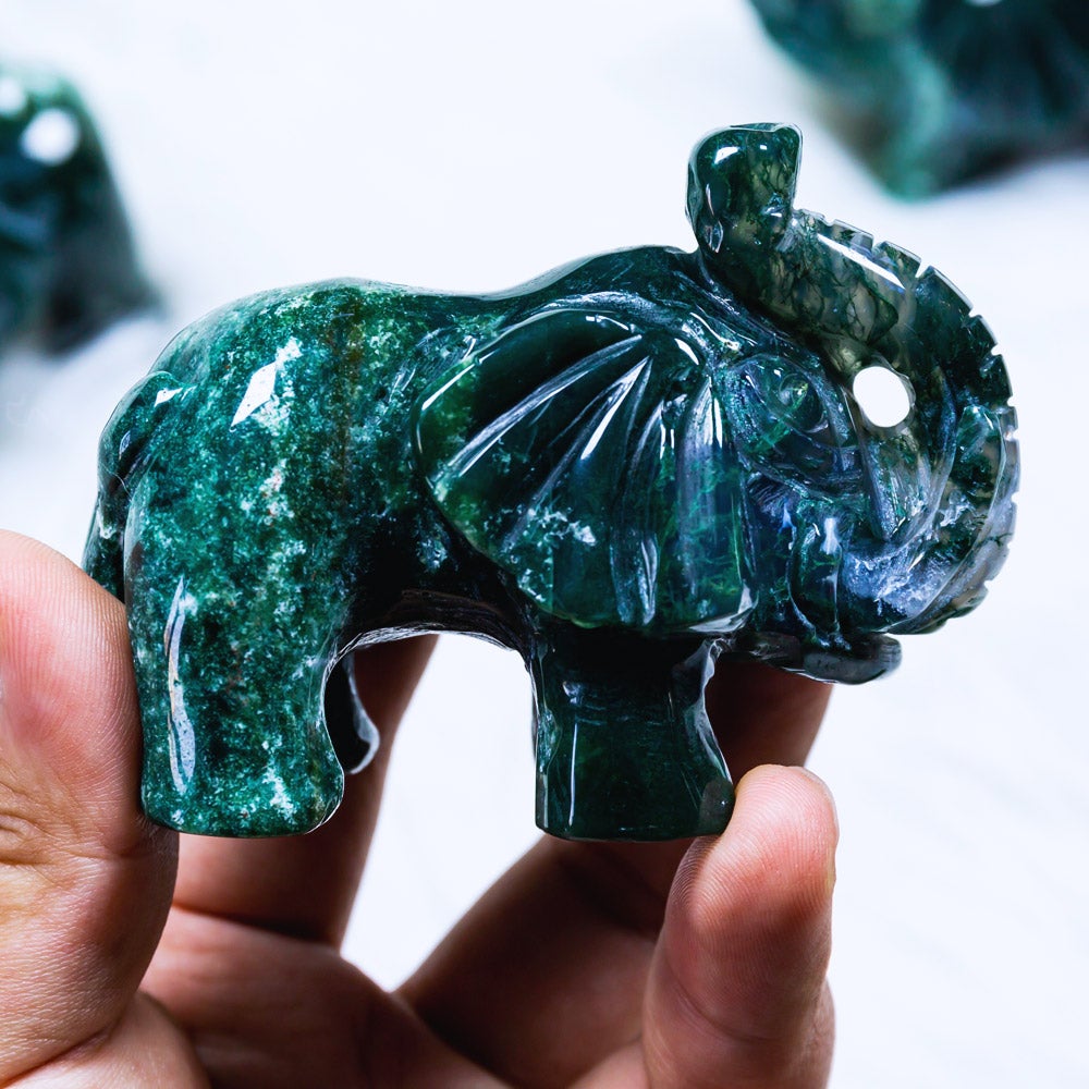 Reikistal Moss Agate Elephant