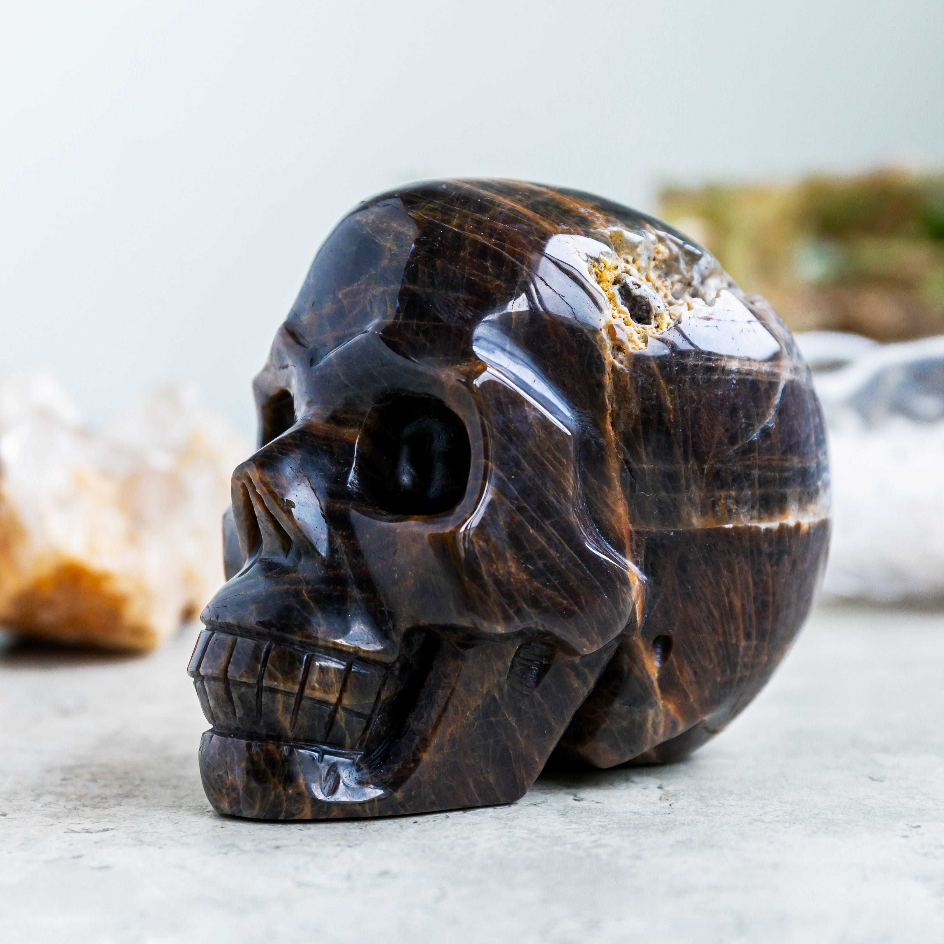 Reikistal Black MoonStone Skull