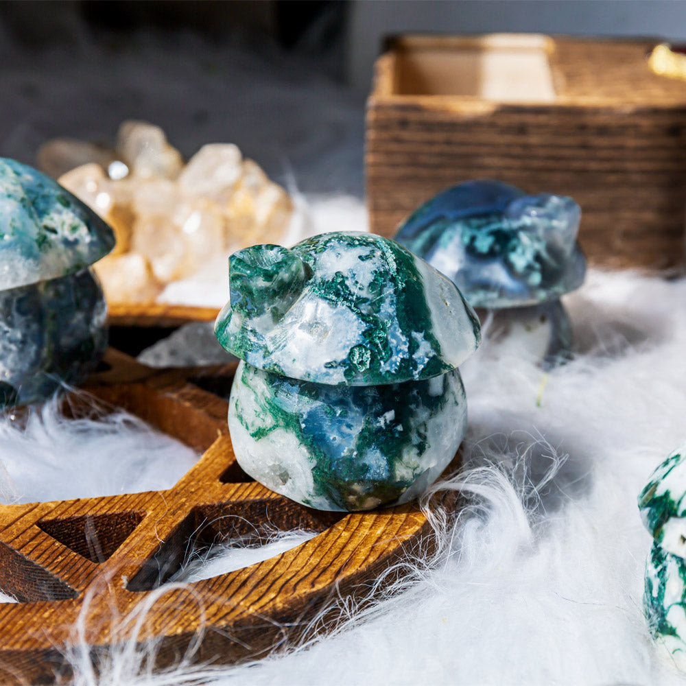 Reikistal Moss Agate Mushroom Houses