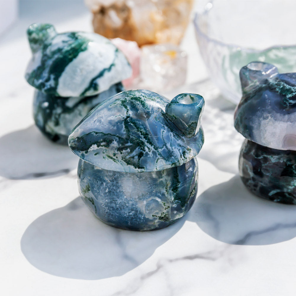 Reikistal Moss Agate Mushroom Houses