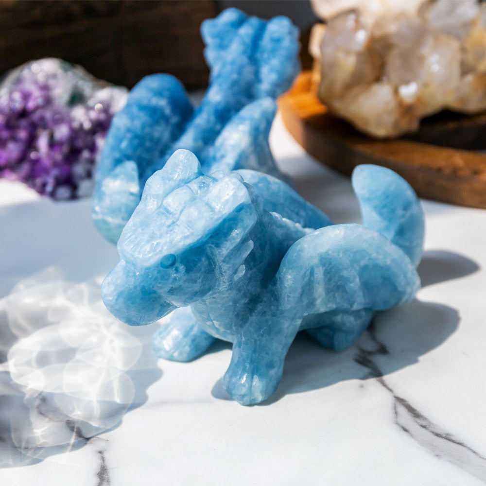 Reikistal Blue Calcite Flying Dragon