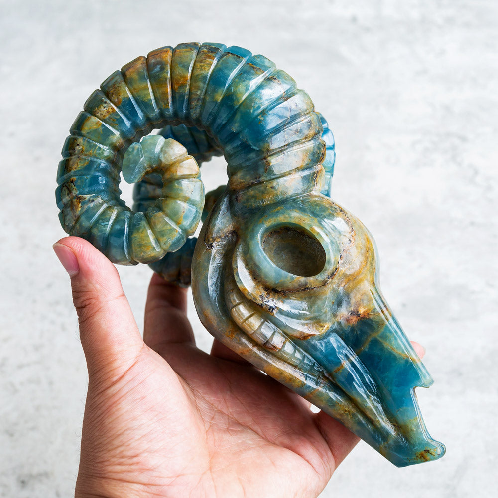 Reikistal Blue Onyx Goat Skull