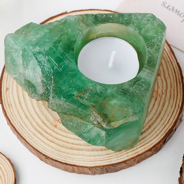 Reikistal Natural Crystal Decorative Raw Stone Candle Holders