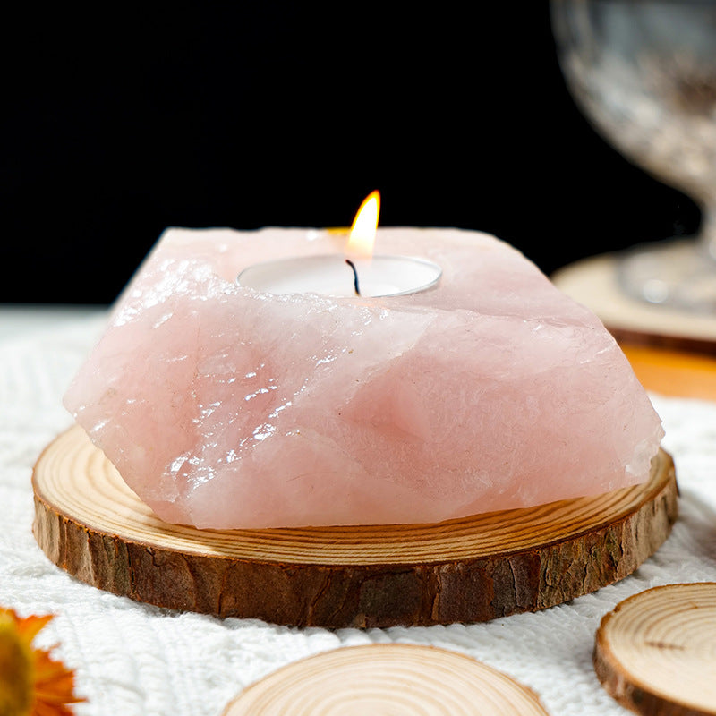 Reikistal Natural Crystal Decorative Raw Stone Candle Holders