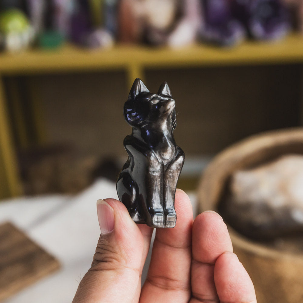 Reikistal Silver Sheen Obsidian Wolf