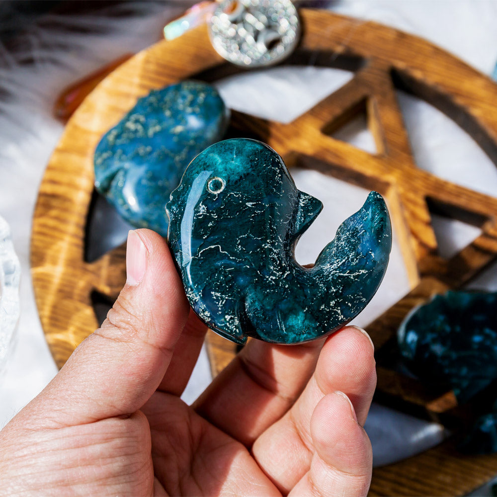 Reikistal Moss Agate Whale