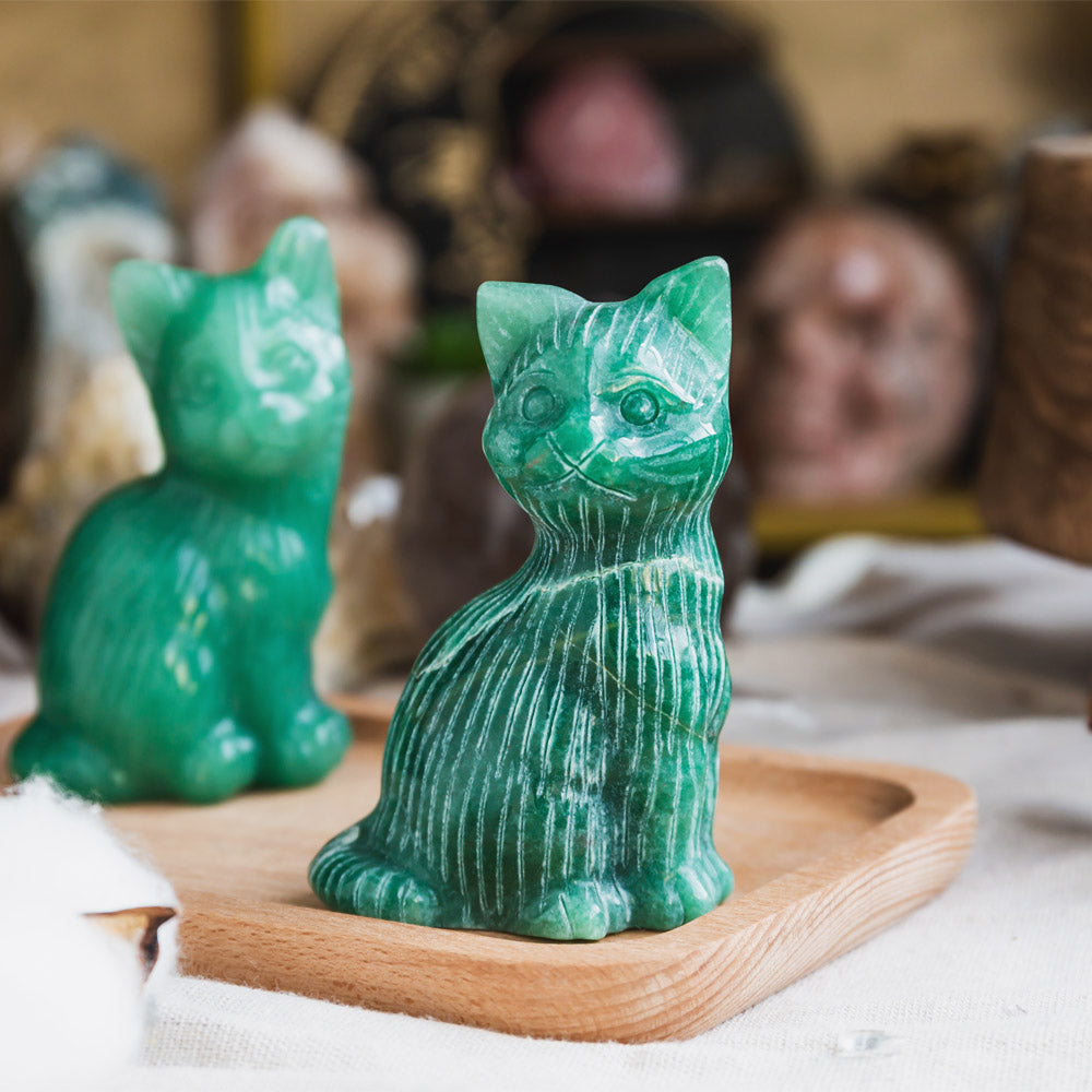 Reikistal Green Aventurine Cat