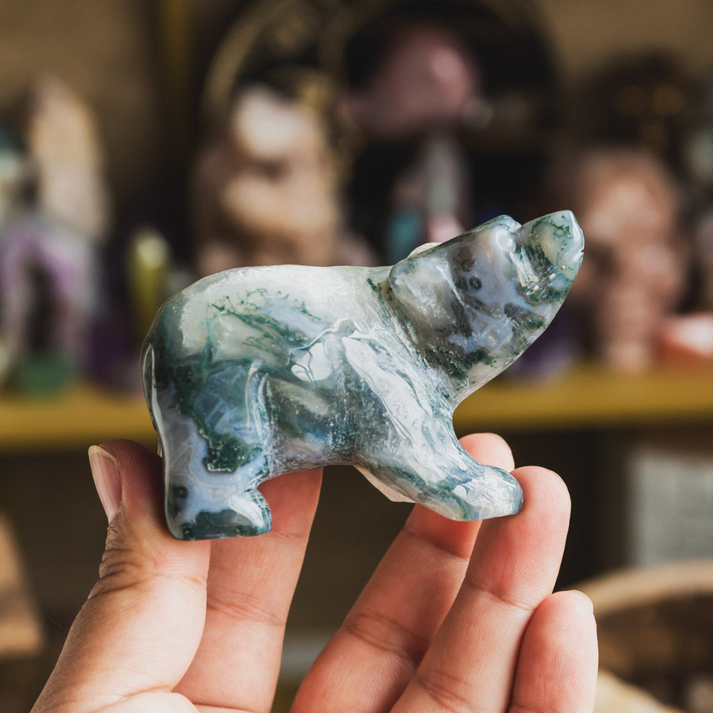 Reikistal Moss Agate Bear