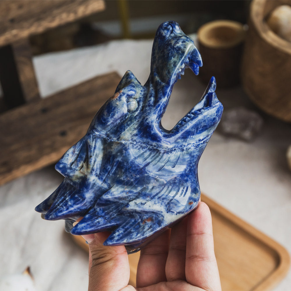 Reikistal Sodalite Wolf Head