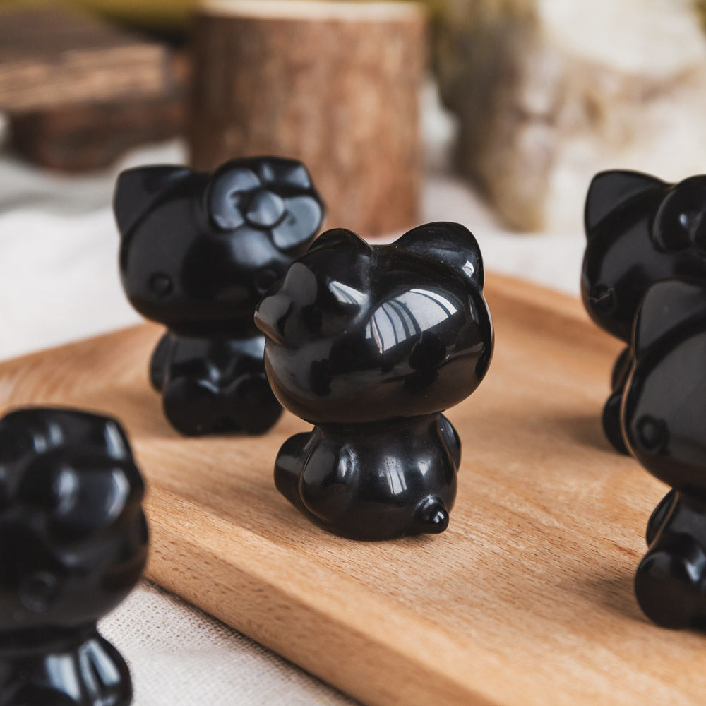 Reikistal Black Obsidian Hello Kitty