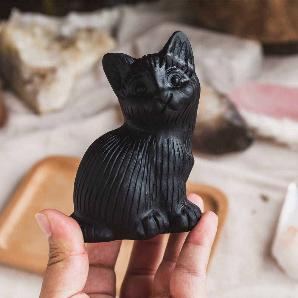 Reikistal Black Obsidian Cat