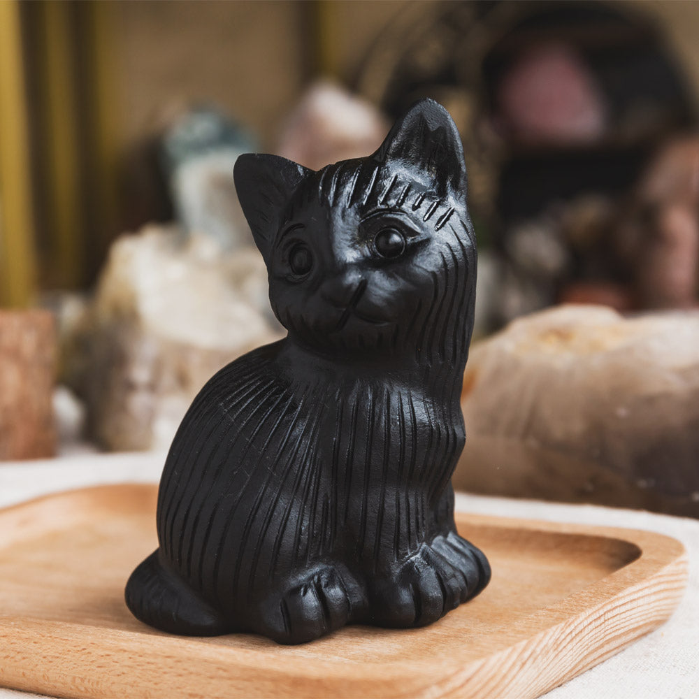 Reikistal Black Obsidian Cat