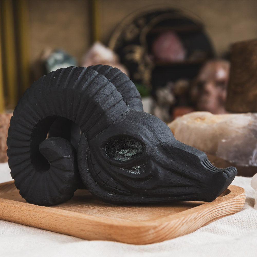 Reikistal Black Obsidian Sheep Skull