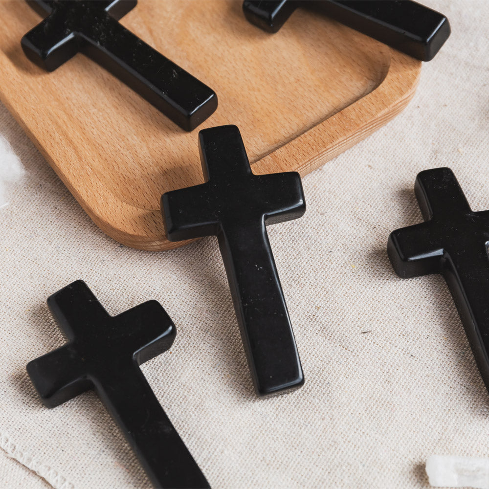 Reikistal Black Obsidian Cross