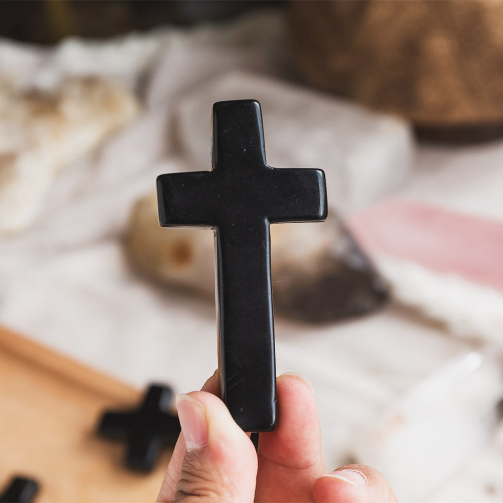 Reikistal Black Obsidian Cross