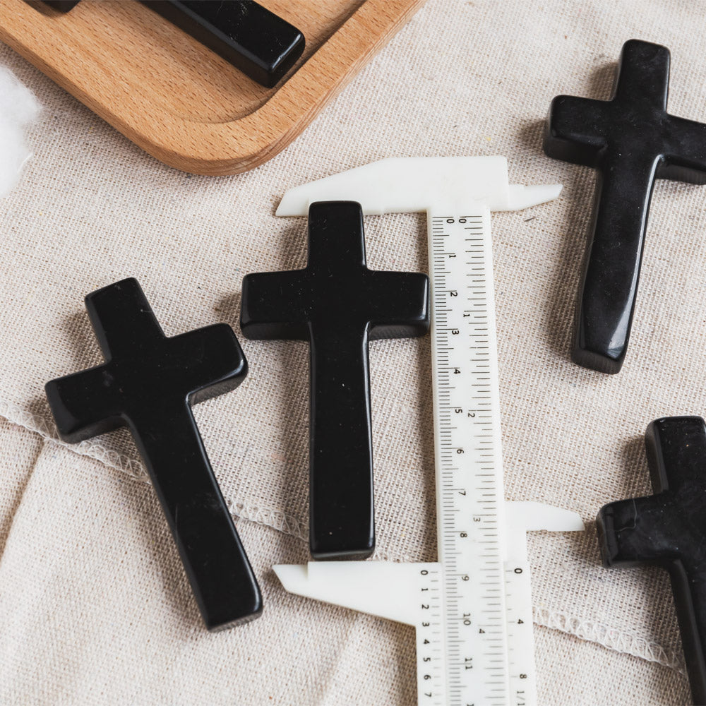 Reikistal Black Obsidian Cross