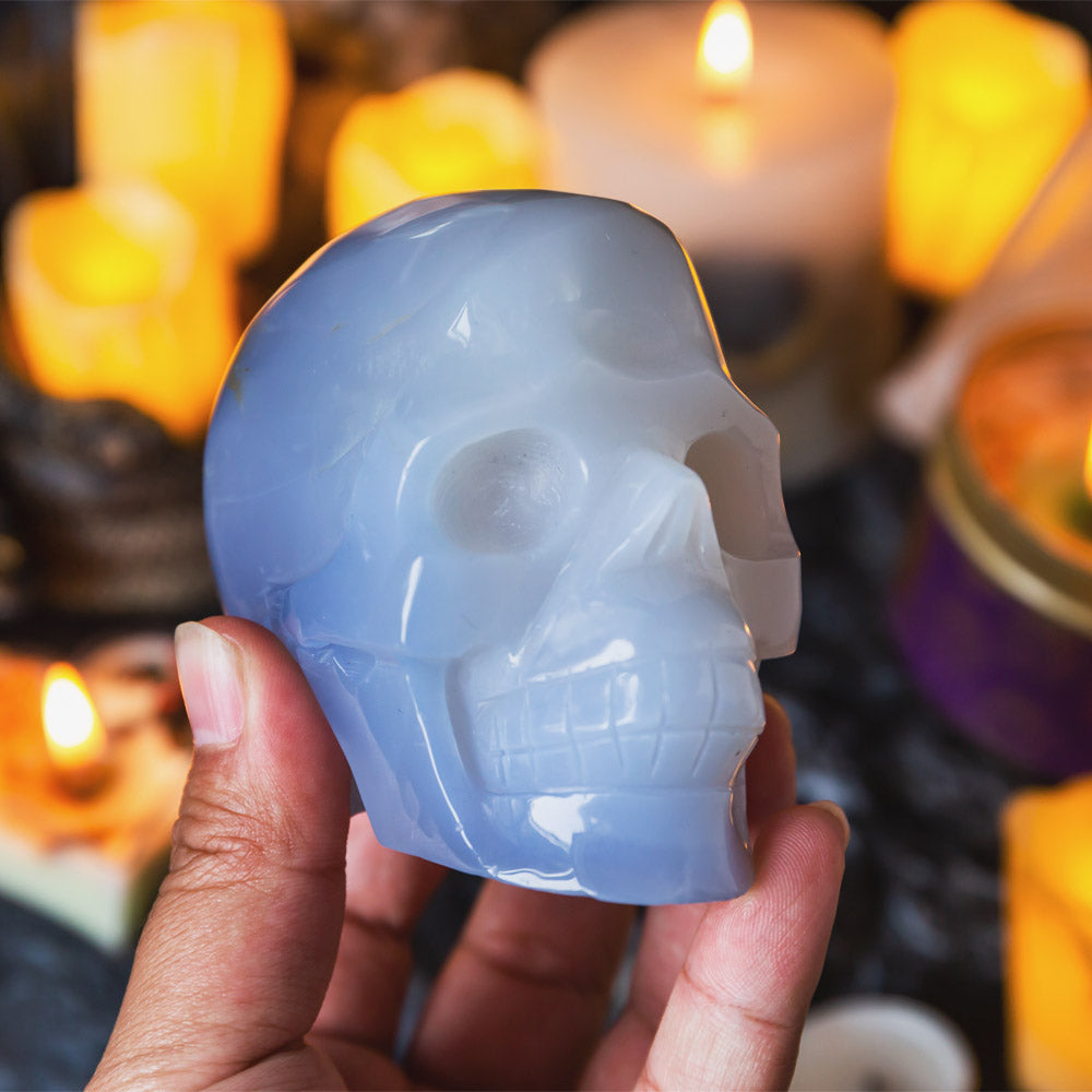 Reikistal Blue Chalcedony Skull