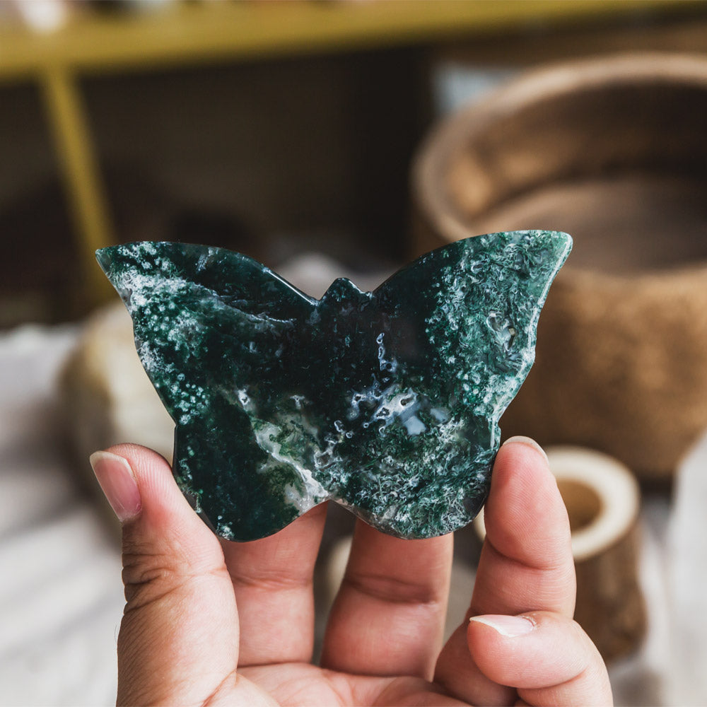 Reikistal Moss Agate Butterfly