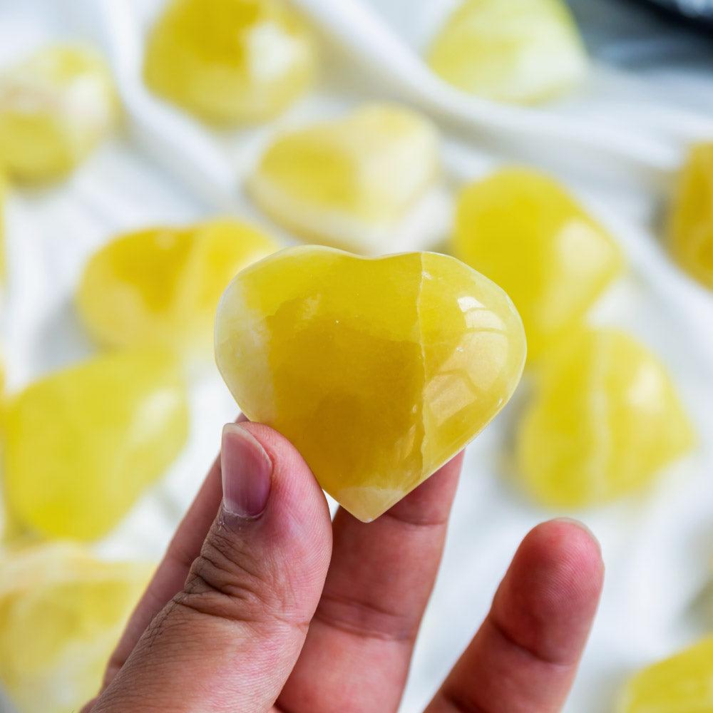 Honey calcite heart - Reikilovecrystal