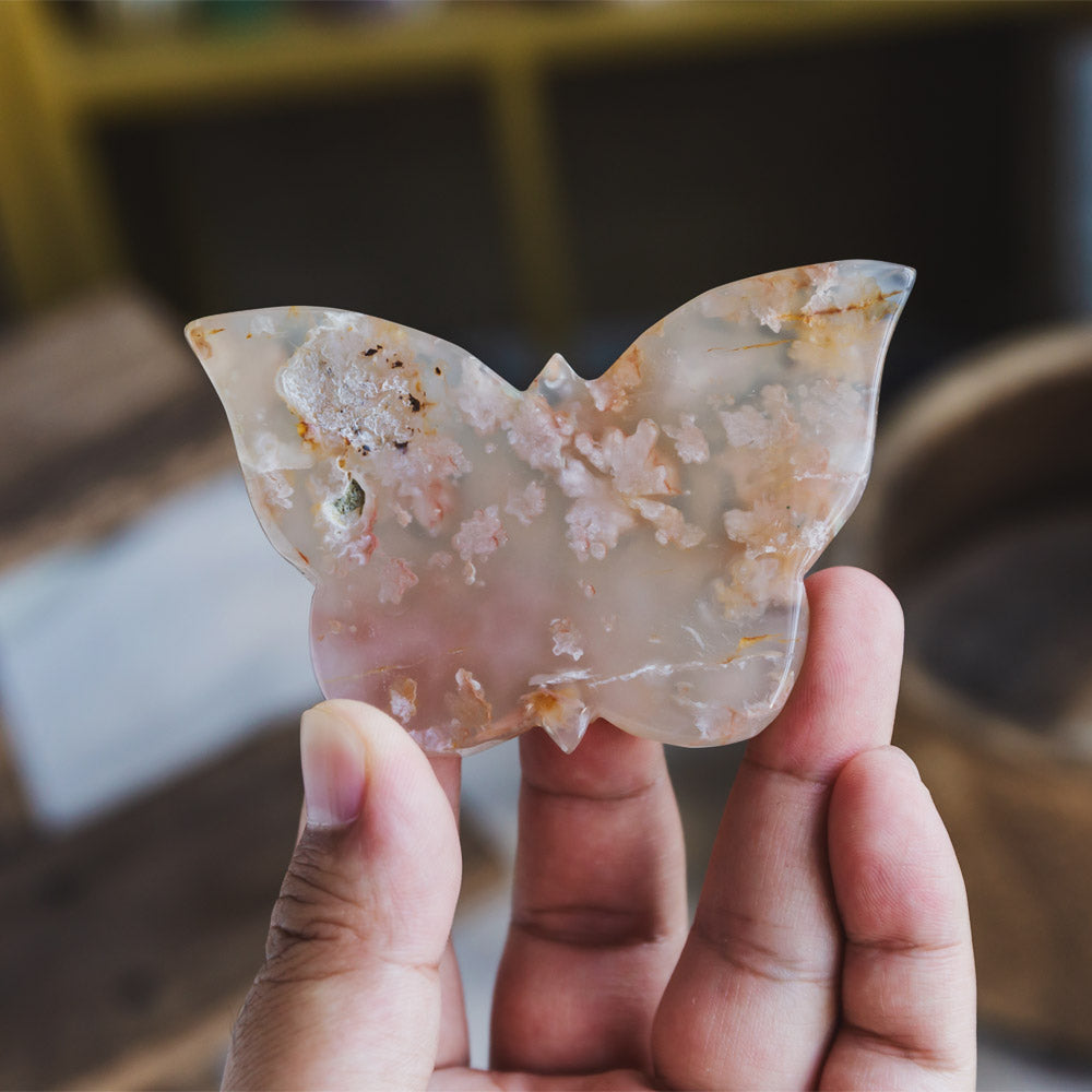 Reikistal Flower Agate Butterfly