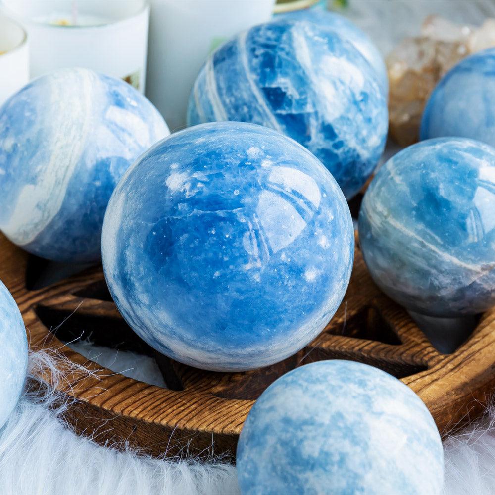 Blue celestite ball - Reikilovecrystal