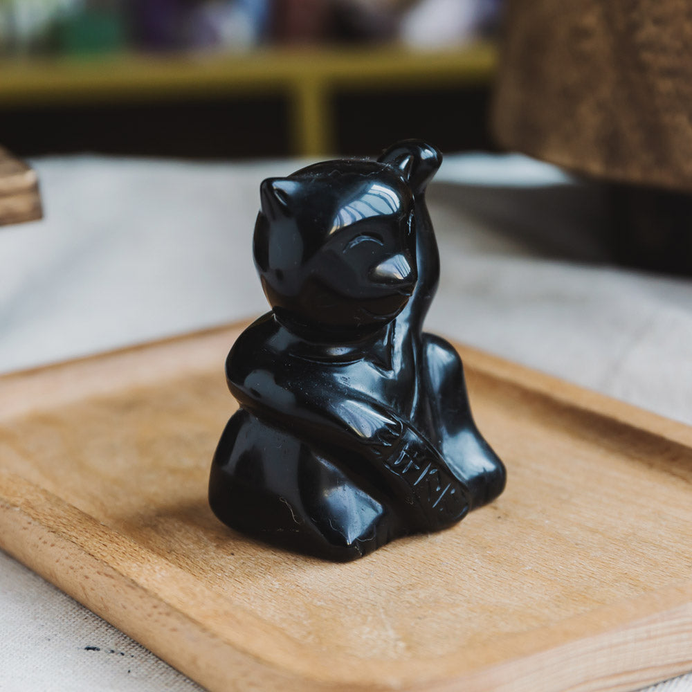 Reikistal Black Obsidian Maneki-Neko