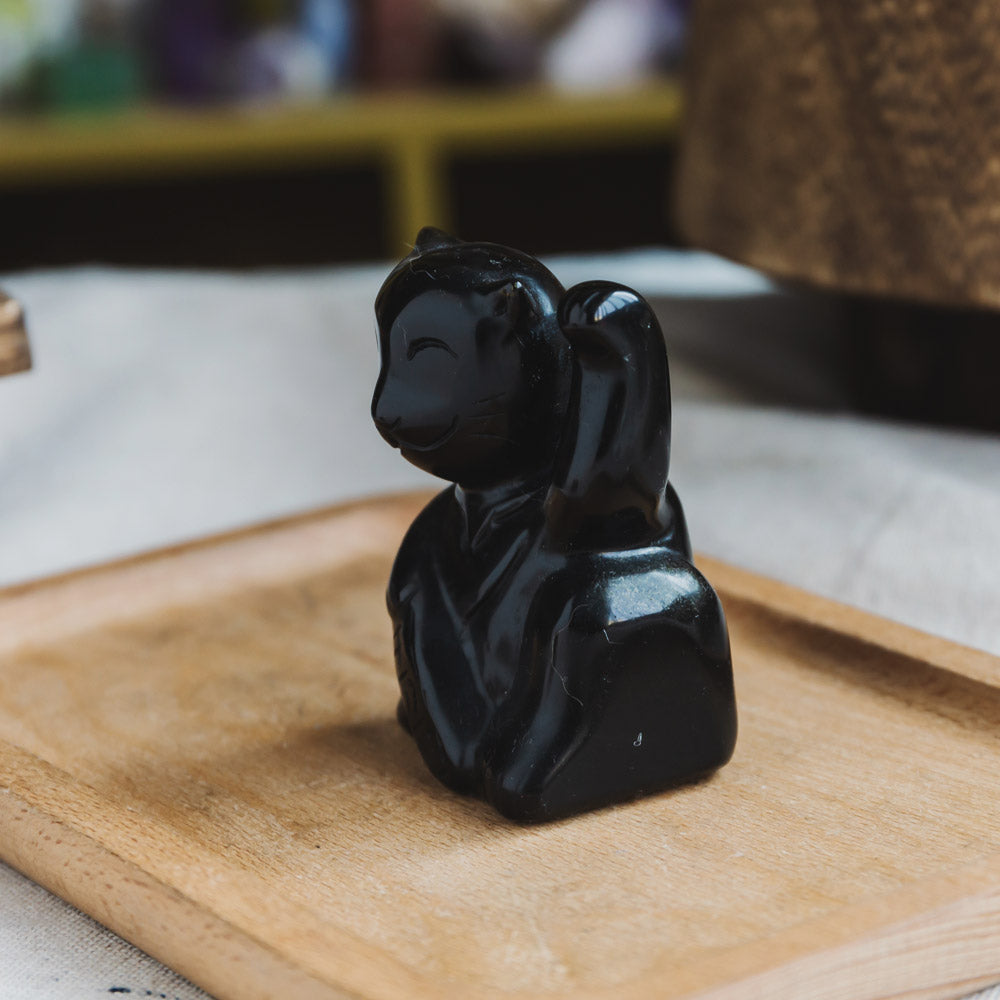 Reikistal Black Obsidian Maneki-Neko