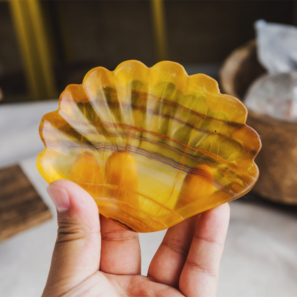 Reikistal Yellow Fluorite Shell Bowl/Cup