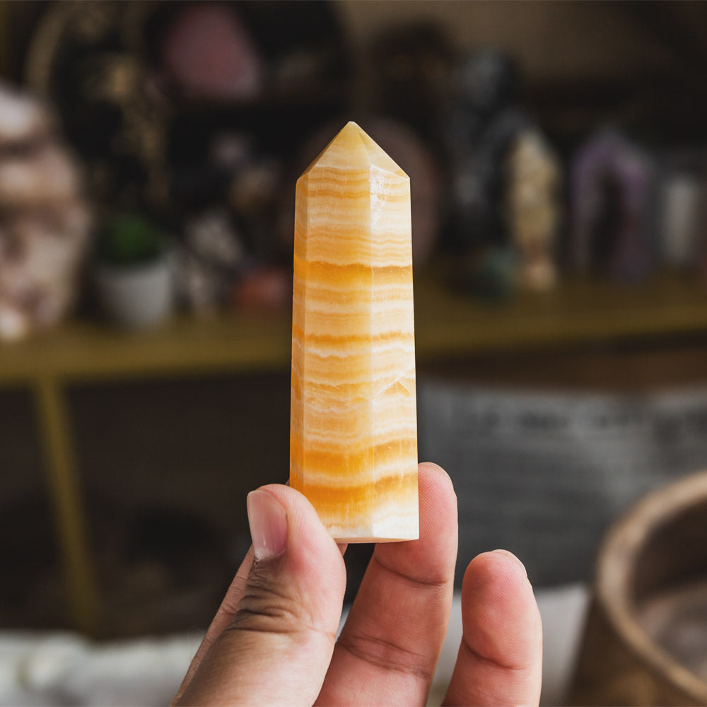 Reikistal Banding Orange Calcite Point