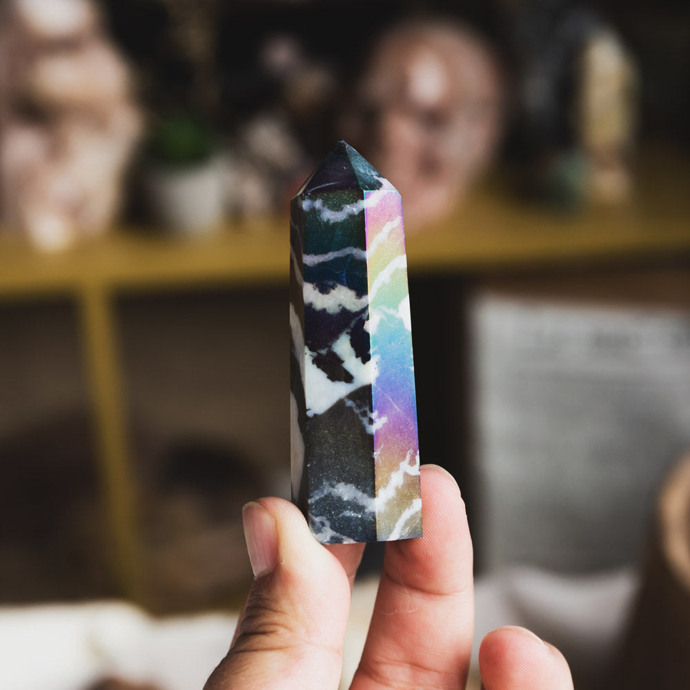 Reikistal Aura Zebra Calcite Point