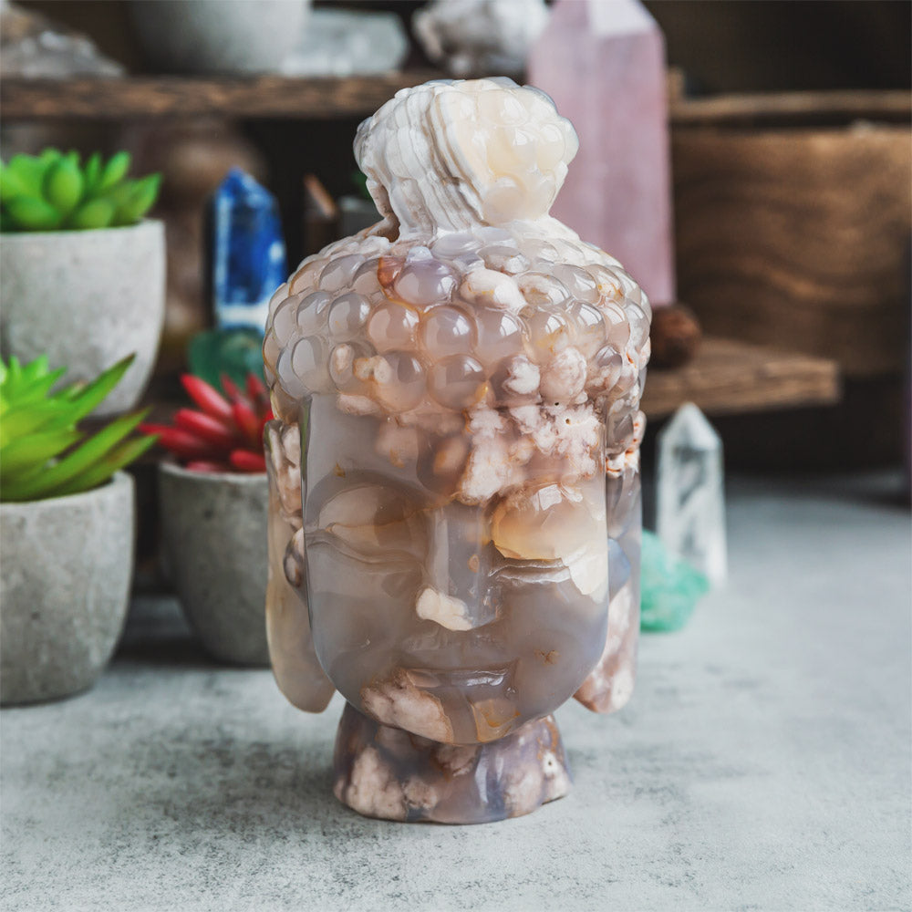 Reikistal Flower Agate Buddha's Head