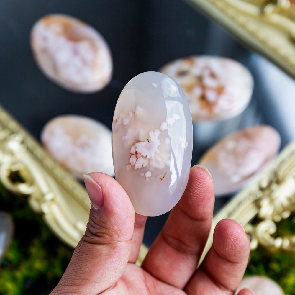 Reikistal Flower Agate Palm Stone