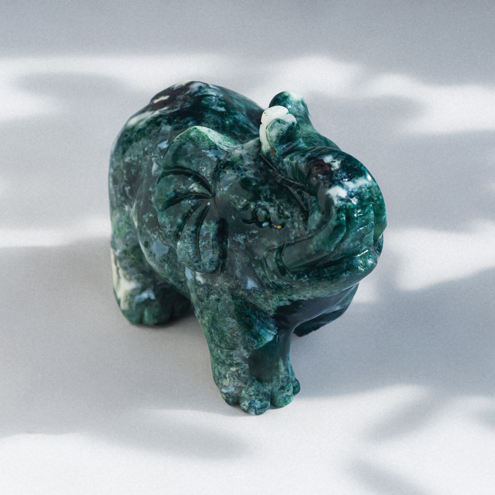 Reikistal Moss Agate Elephant