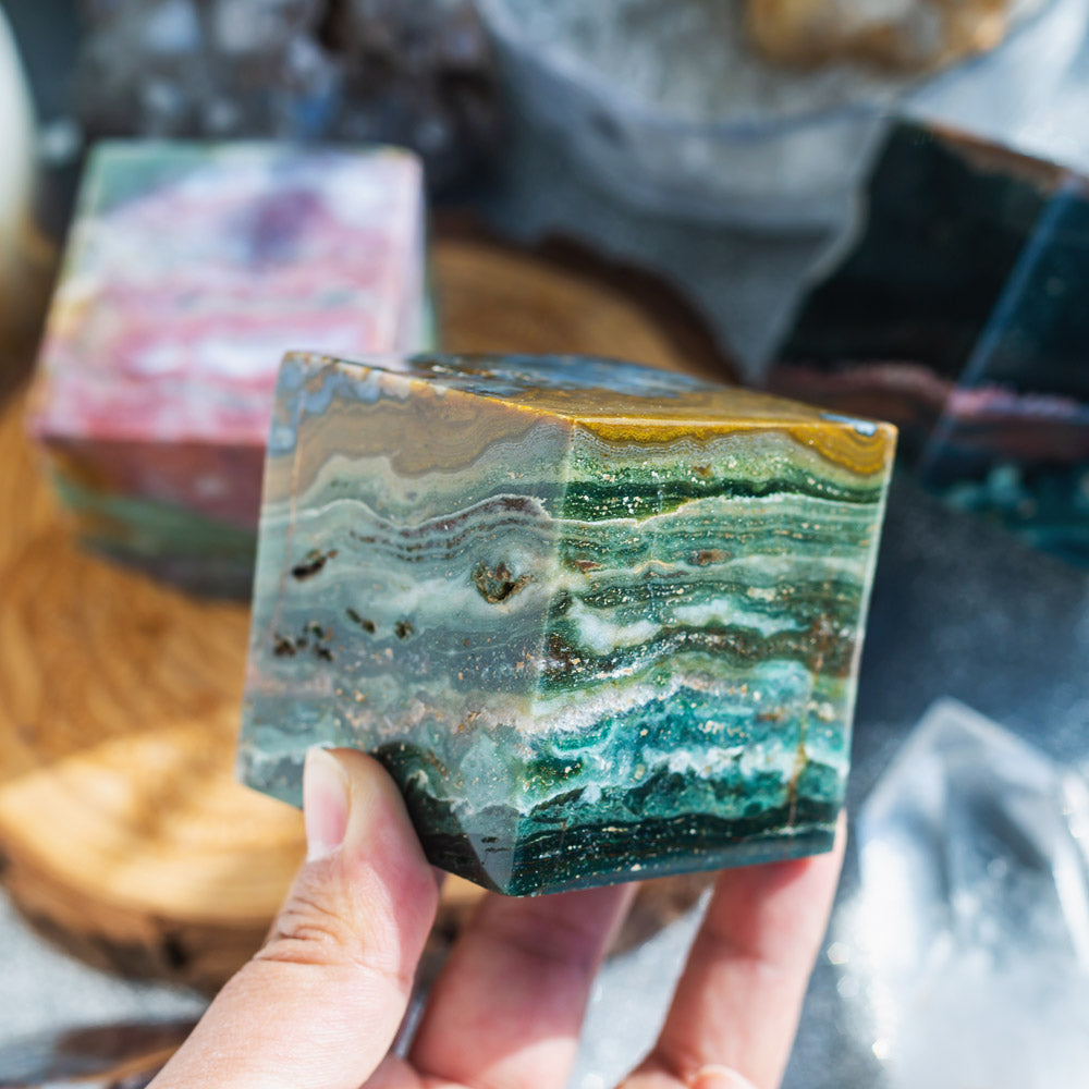 Reikistal Ocean Jasper Cube