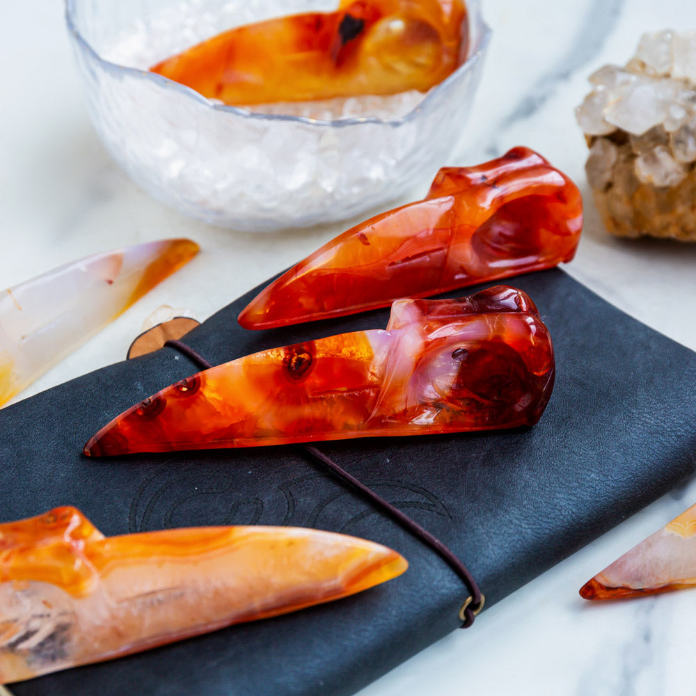 Reikistal Carnelian Raven Skull