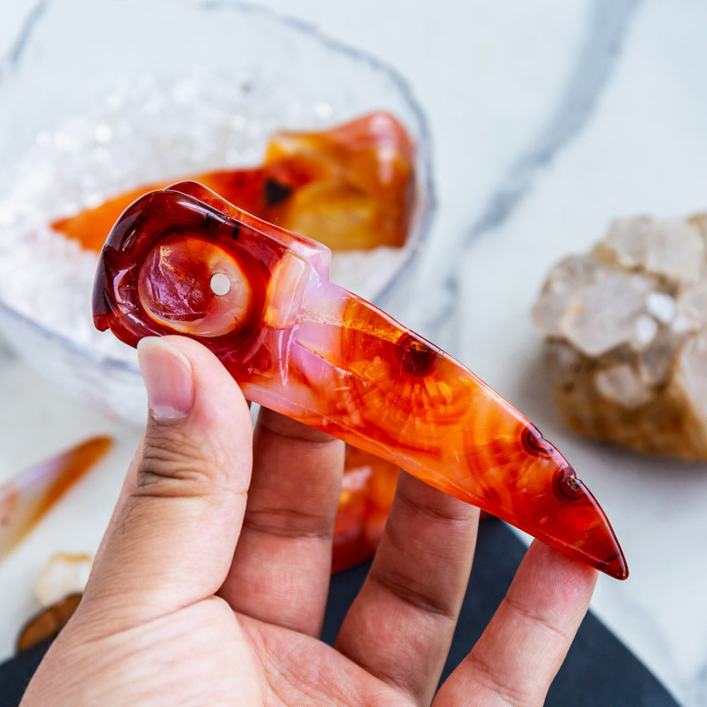 Reikistal Carnelian Raven Skull